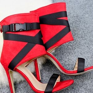 Elegant Red and Black Women's Heels